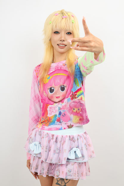 NIHON KIDS - Decora Kei Long Sleeve Top Colorful Cute