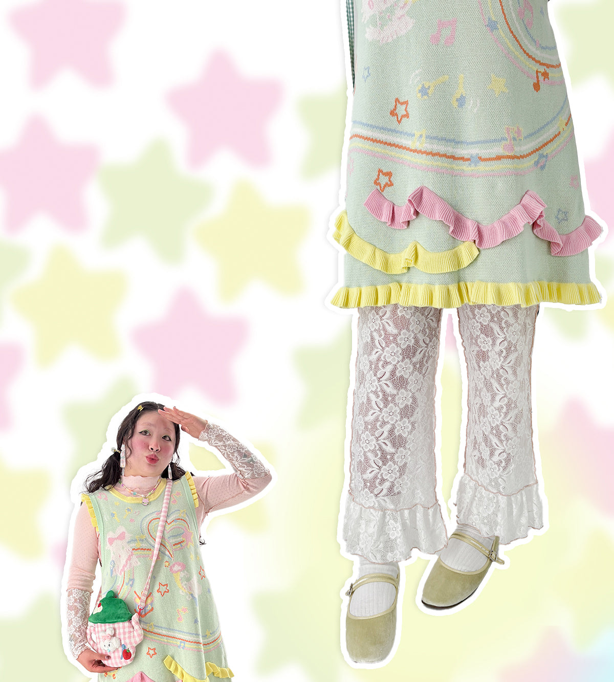 shishihshop – Kawaii Double-Sided Heart Knit Dress dress shishihshop