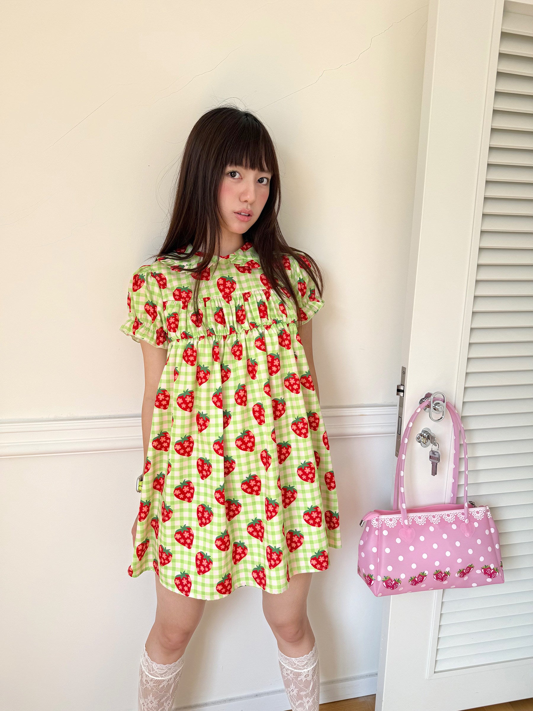 FRUITS - Strawberry Plaid Doll Collar Dress | Kawaii Japanese Girly Dress dress Fruits