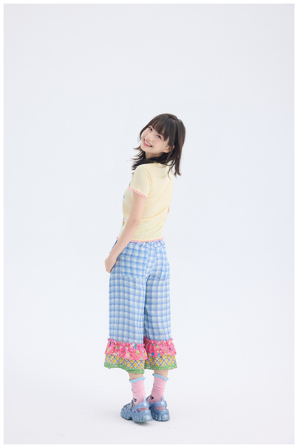 tntntutu - Blue Plaid Patchwork Pants | Fairy Kei Kawaii Harajuku Vintage Trousers pants tntntutu