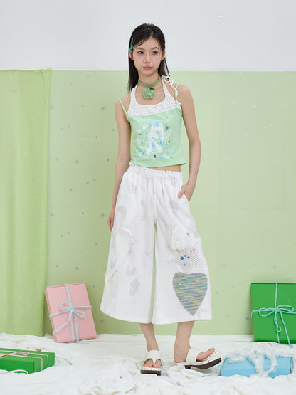 Moon Meadow - Patchwork Wide Leg Capri Pants shorts Moon Meadow