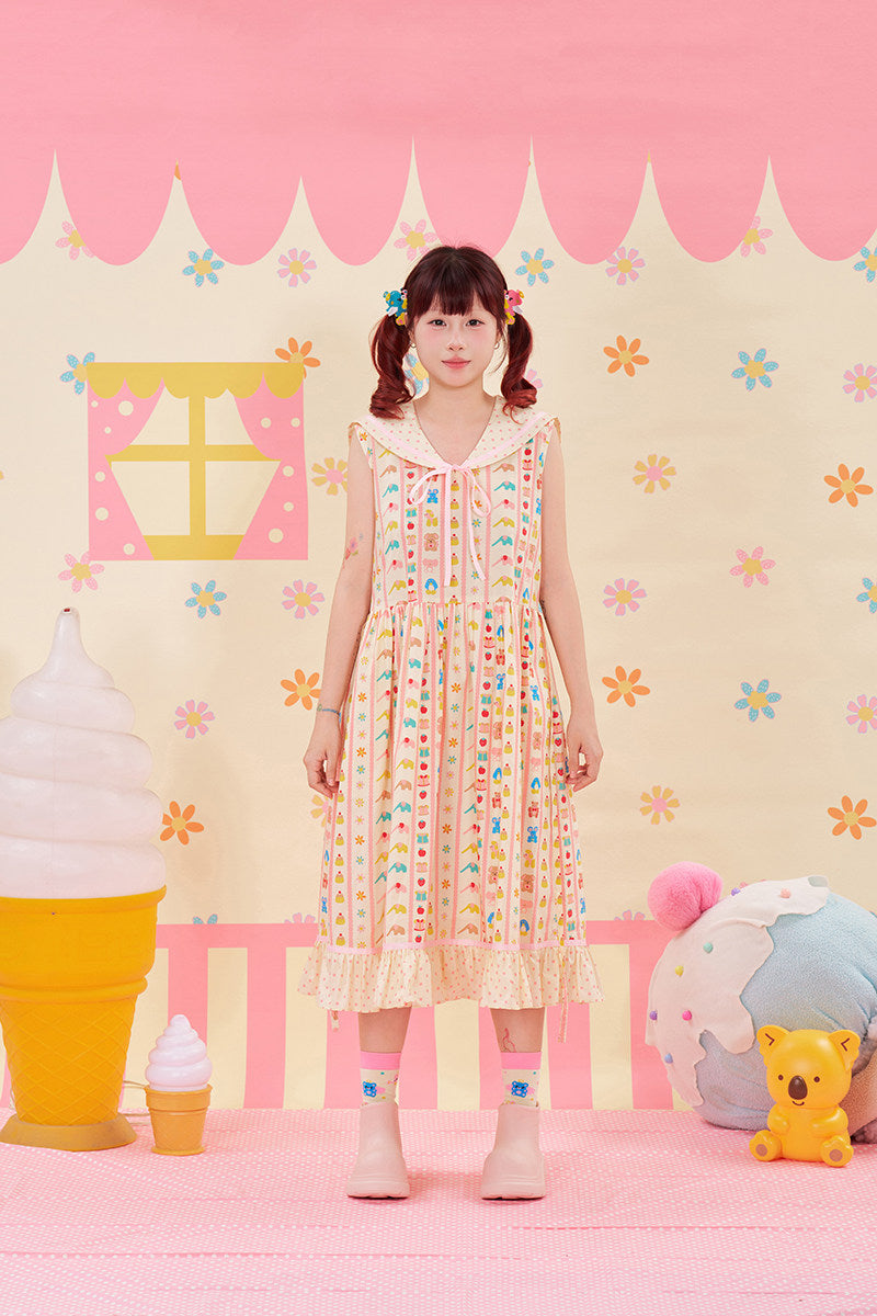 NIKKOU - Animal Print Sailor Dress dress Nikkou home
