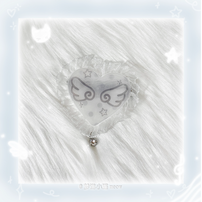 Sleepwalking Cat - Kawaii Moving Wing Heart Hair Clip