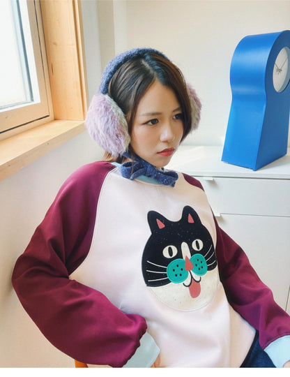 uodycoco – Colorblock Embroidered Crewneck Sweatshirt sweatshirt uodycoco