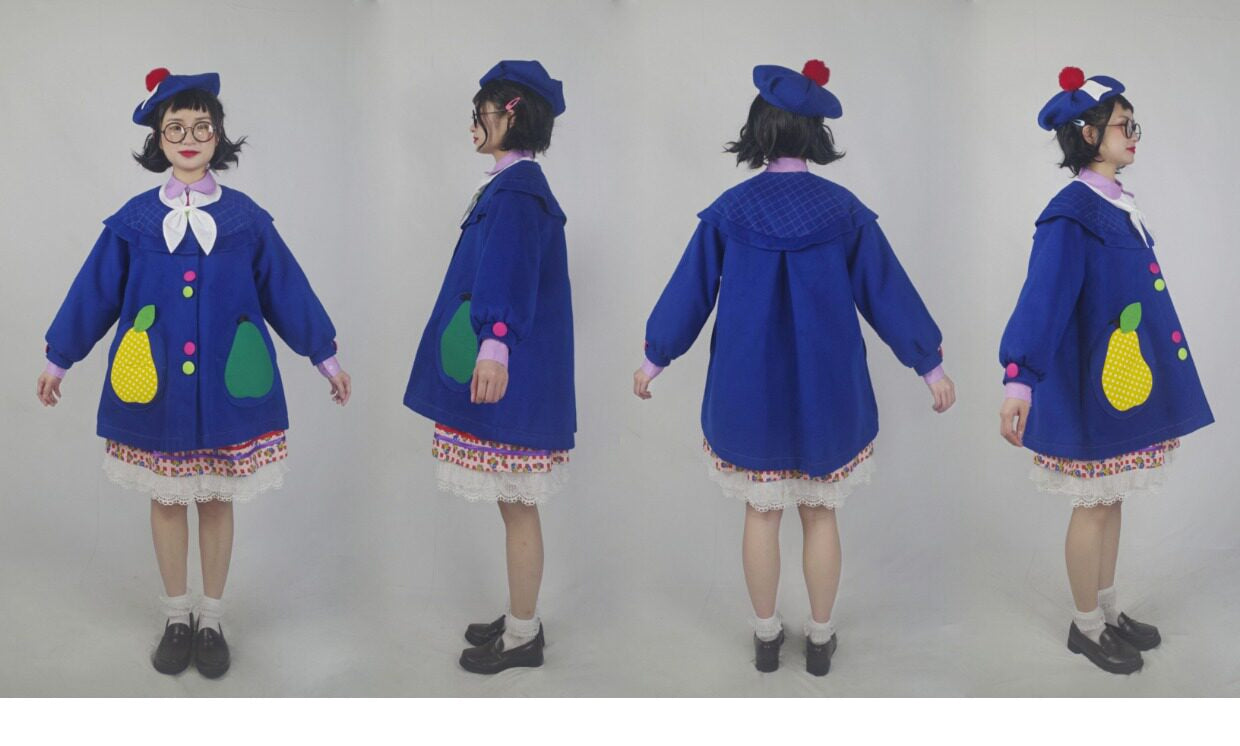 GOODBABY - Fruit Patchwork Color Block Wool Coat coat goodbaby