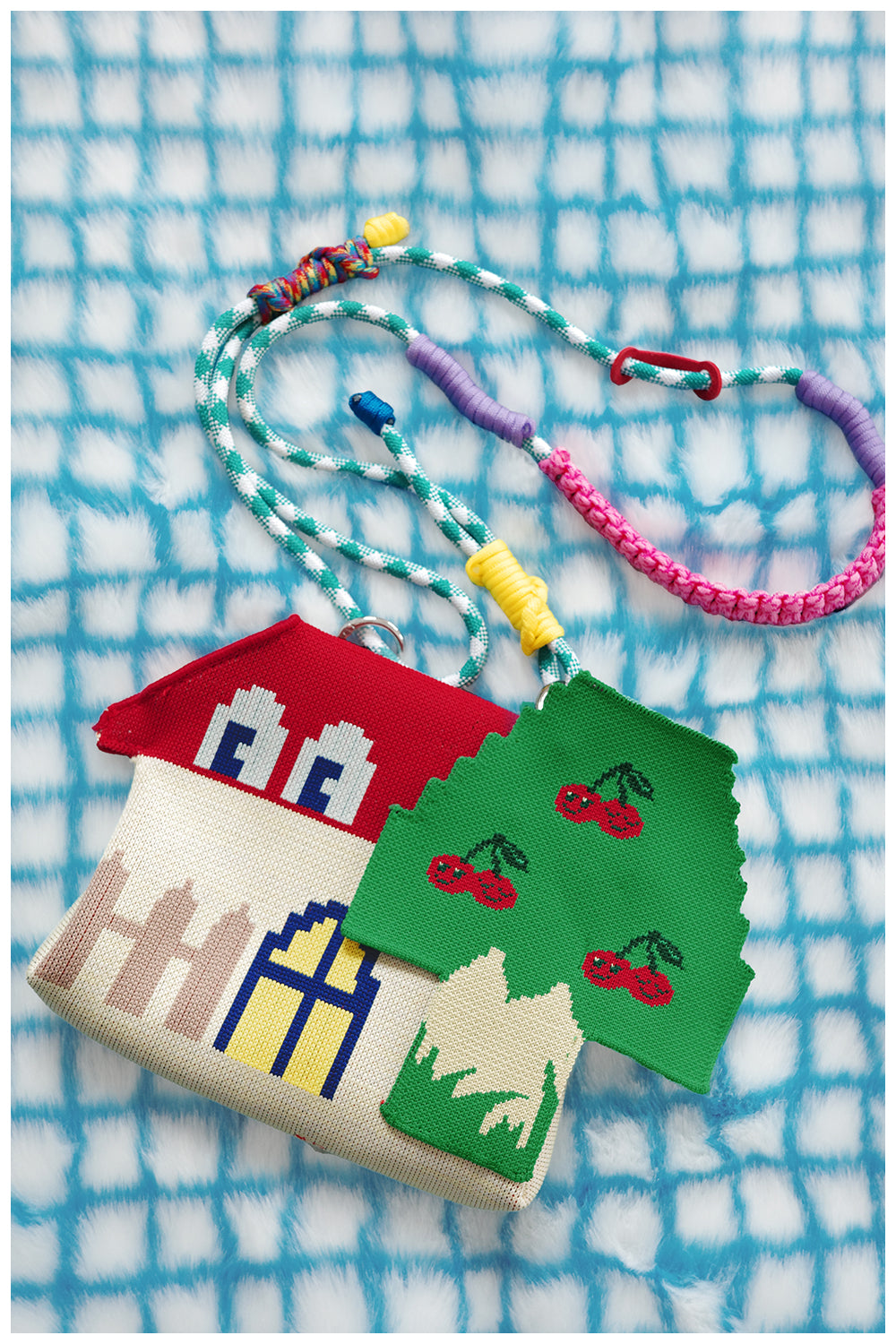 tntntutu - Kawaii Red House & Cherry Tree Shaped Knit Crossbody Bag bag tntntutu