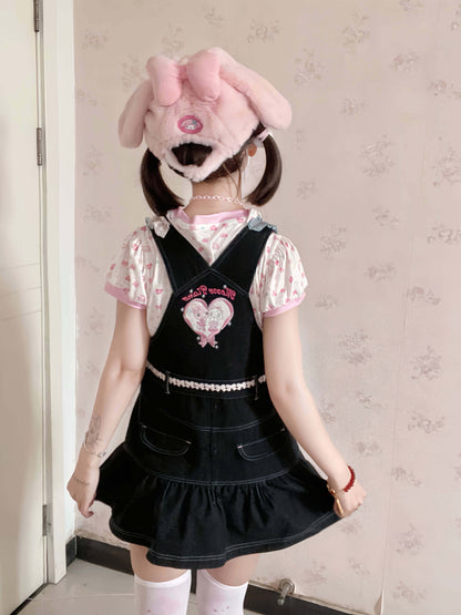 Bunny Planet - Jojifuku Embroidered Denim Jumper Skirt bunnyplanet