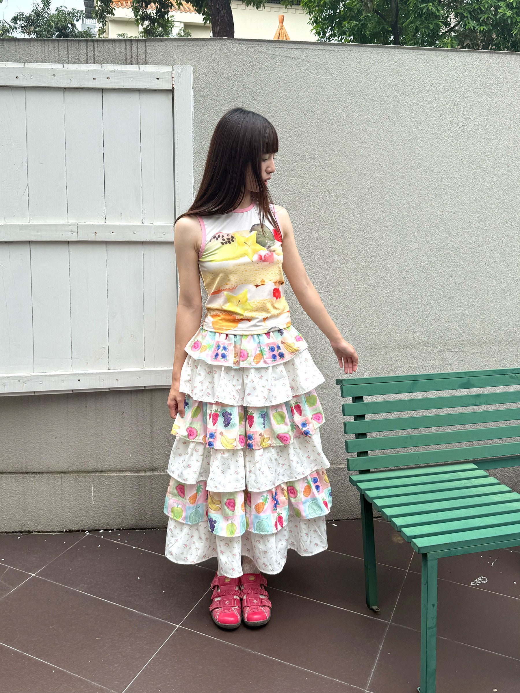 FRUITS - Fruit Floral Layered Cake Skirt | Kawaii Japanese Girly Maxi Skirt skirt Fruits