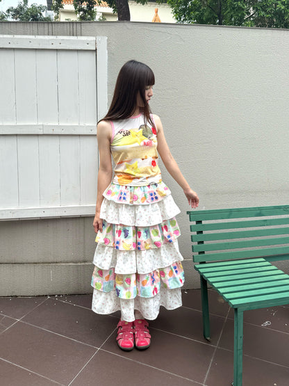 FRUITS - Fruit Floral Layered Cake Skirt | Kawaii Japanese Girly Maxi Skirt skirt Fruits