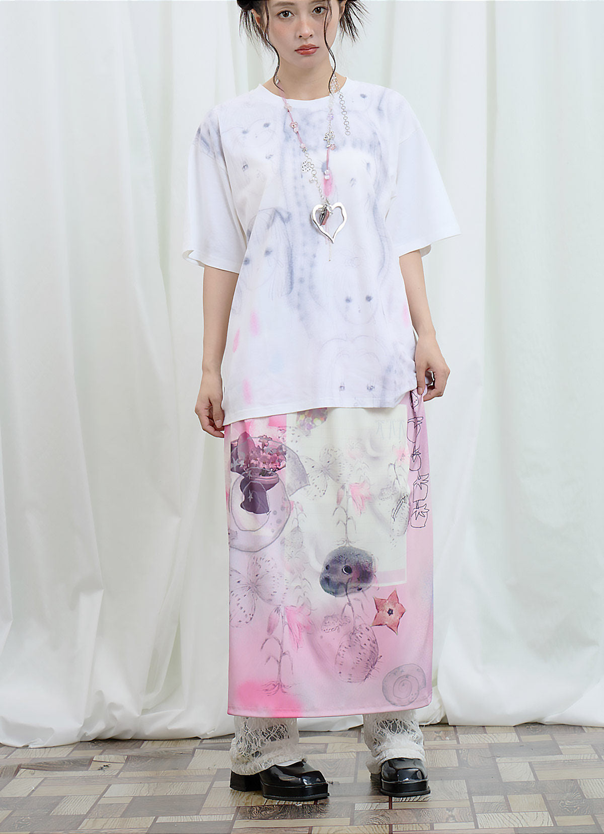 Moon Meadow - Lily Sketch Print Maxi Skirt skirt Moon Meadow