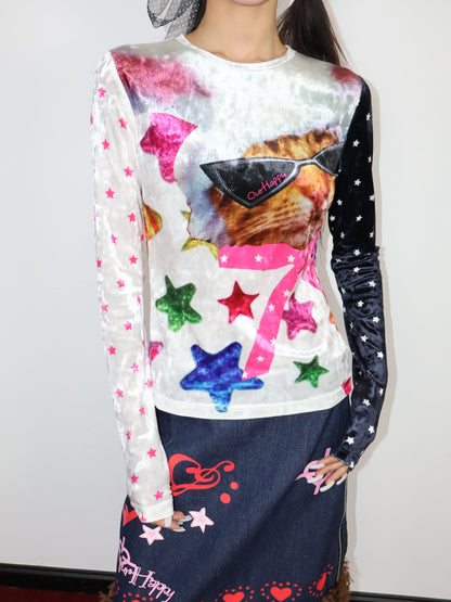 OurHappy - Cat Candy Slim T-Shirt shirt Our Happy