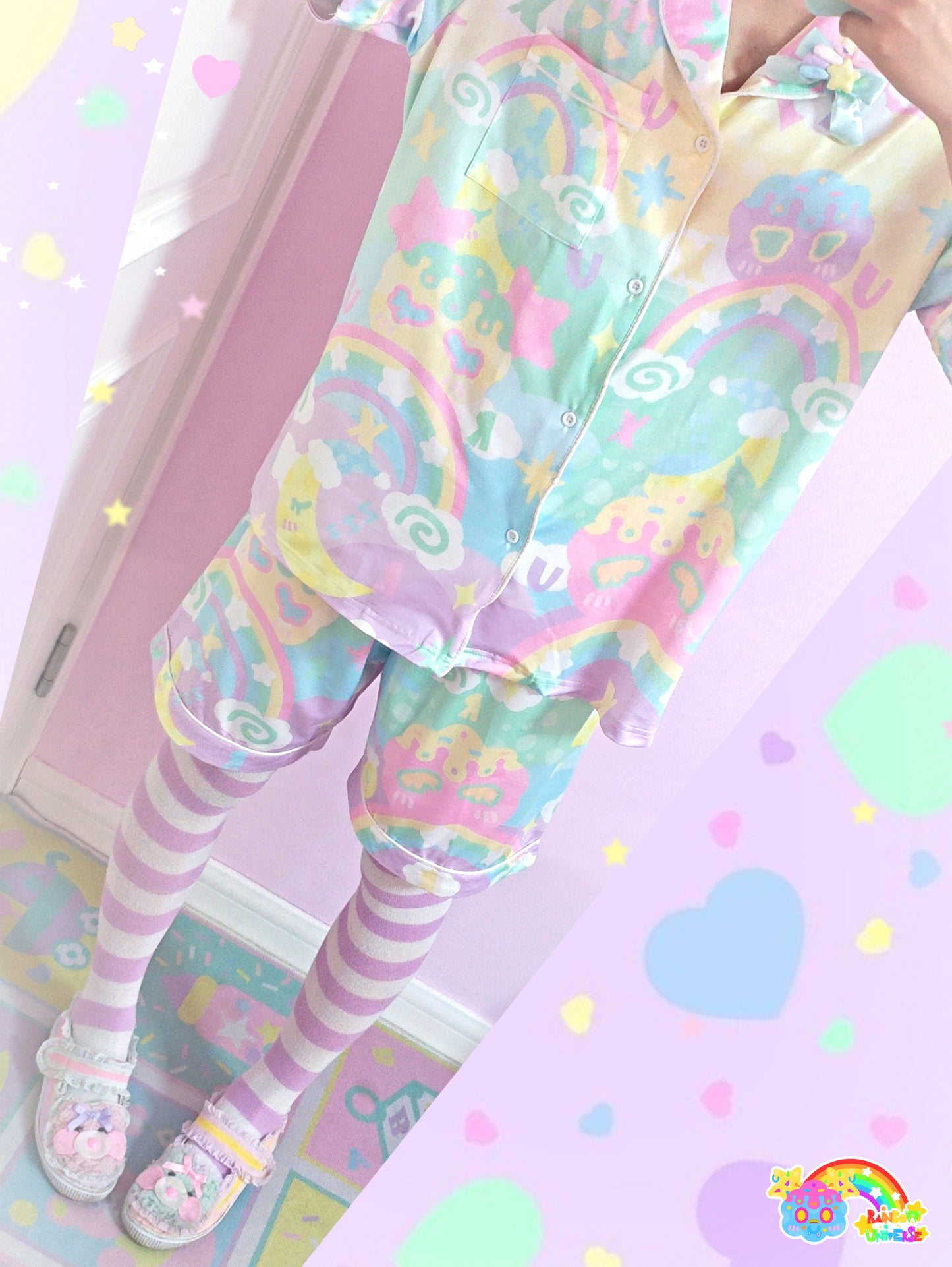 Rainbow Universe RUX - Decora Kawaii Macaron Pajama Set Soft Short Sleeve pajama Rainbow Universe RUX