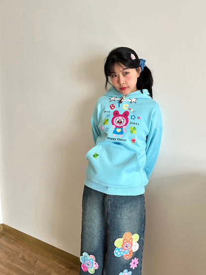 Bodytalk - Kawaii Horn-Button Printed Hoodie hoodie bodytalk