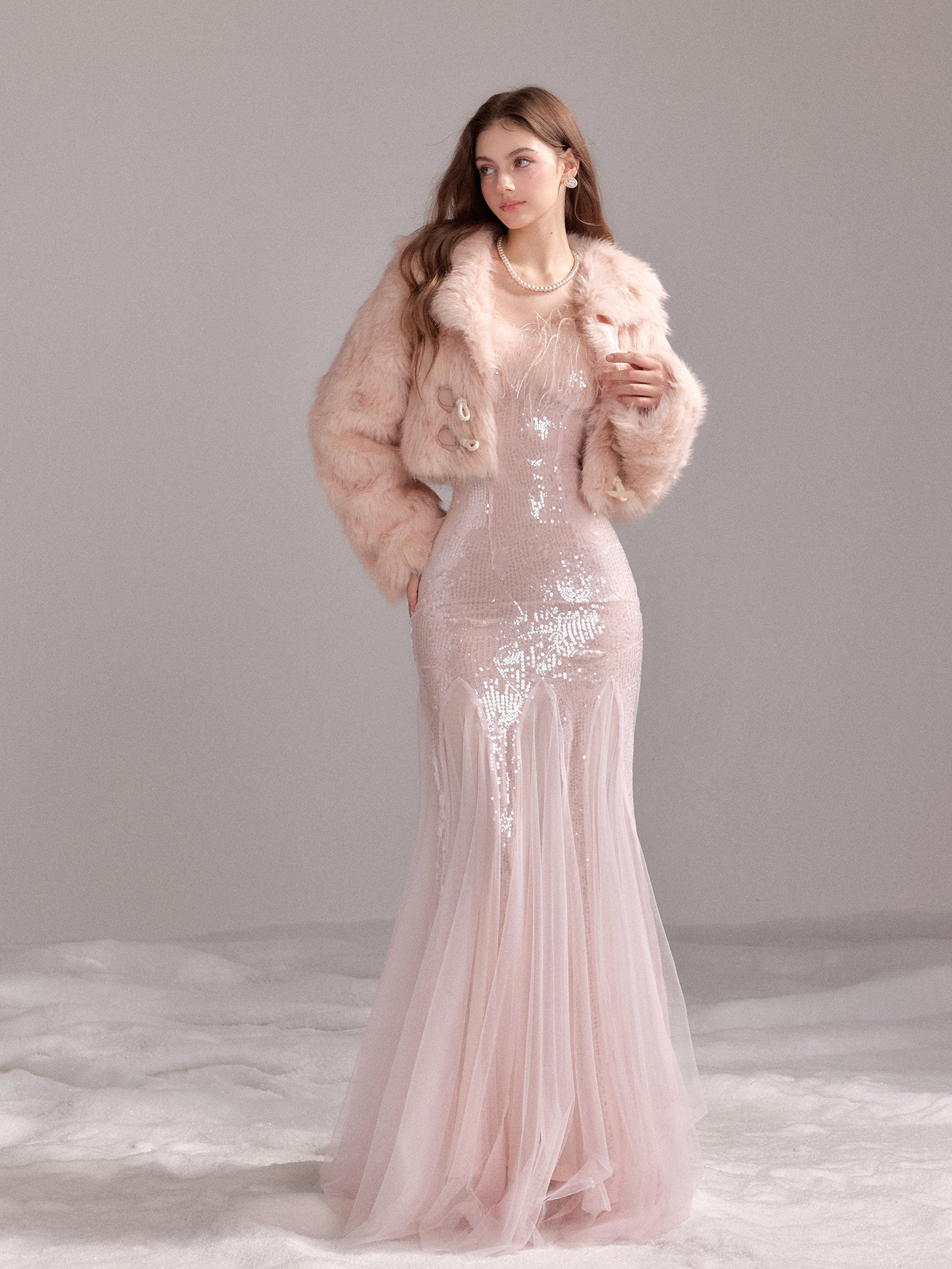 YZZI HE - “Moonlit Galaxy” Sequin Mesh Mermaid Evening Dress dress YZZI HE