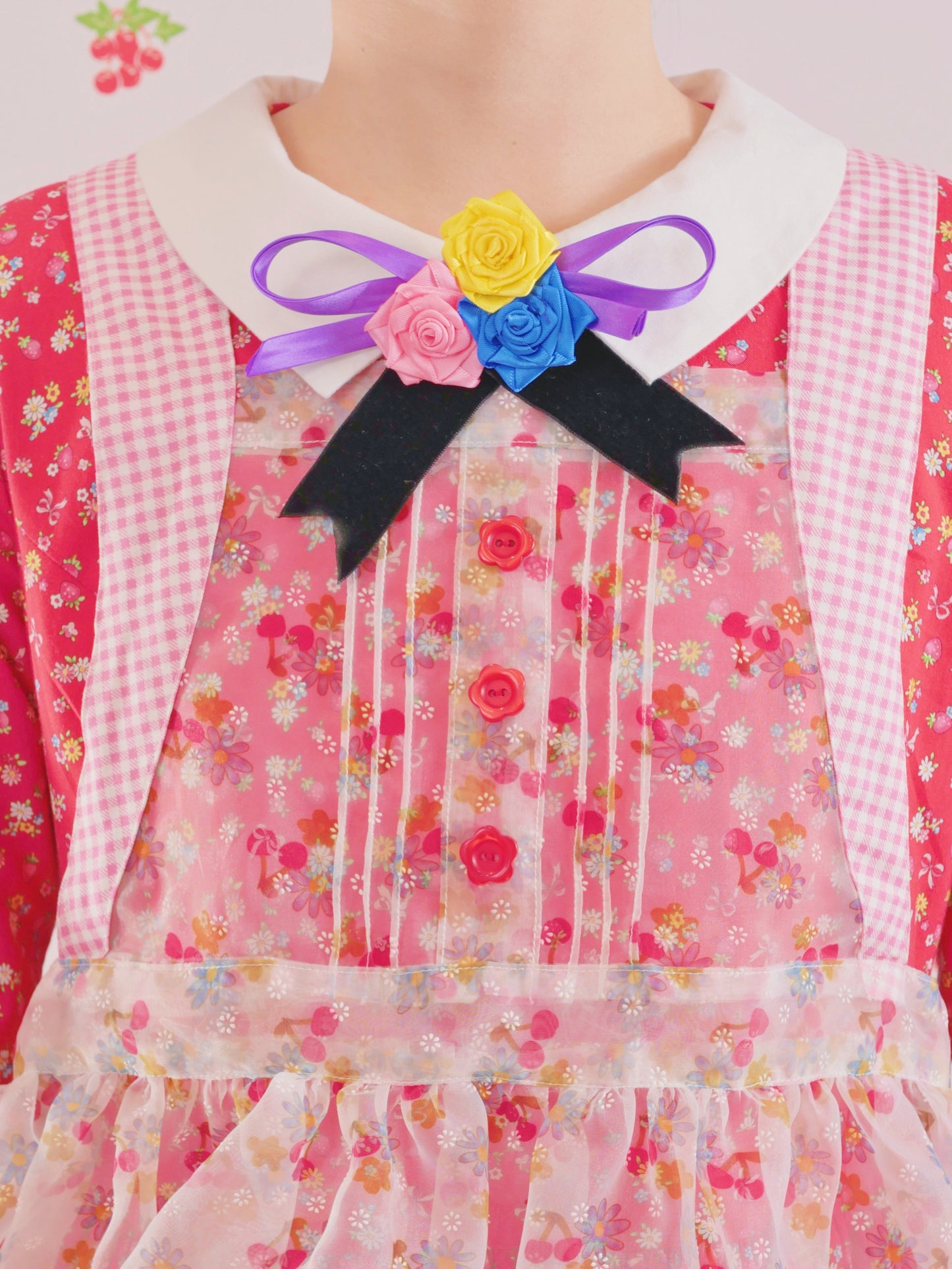 GOODBABY - Sheer Cherry Puff Cover Top overskirt dress