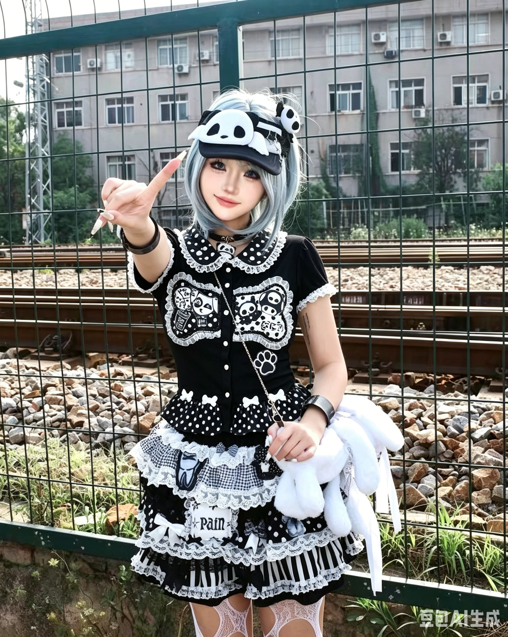 RedDevil - Bone Polka Dot Doll Collar T-Shirt blouse Red Devil