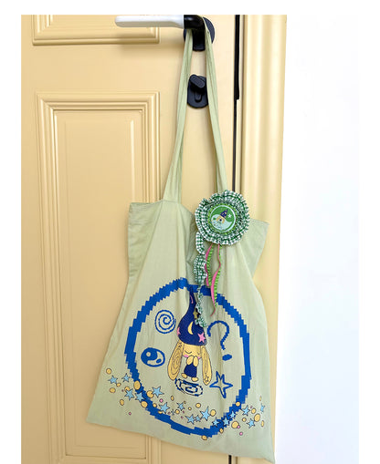 UnsocialNight - Taichi Dog Printed Canvas Bag bag UnsocialNight Green