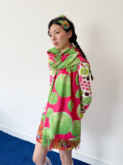 FRUITS - Kawaii Green Apple Print Fringe Scarf scarf Fruits