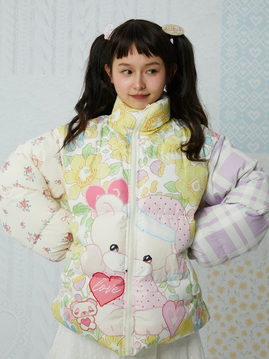 KaiXin hostel - Cute Bear Print Puffer Jacket coat KaiXin hostel