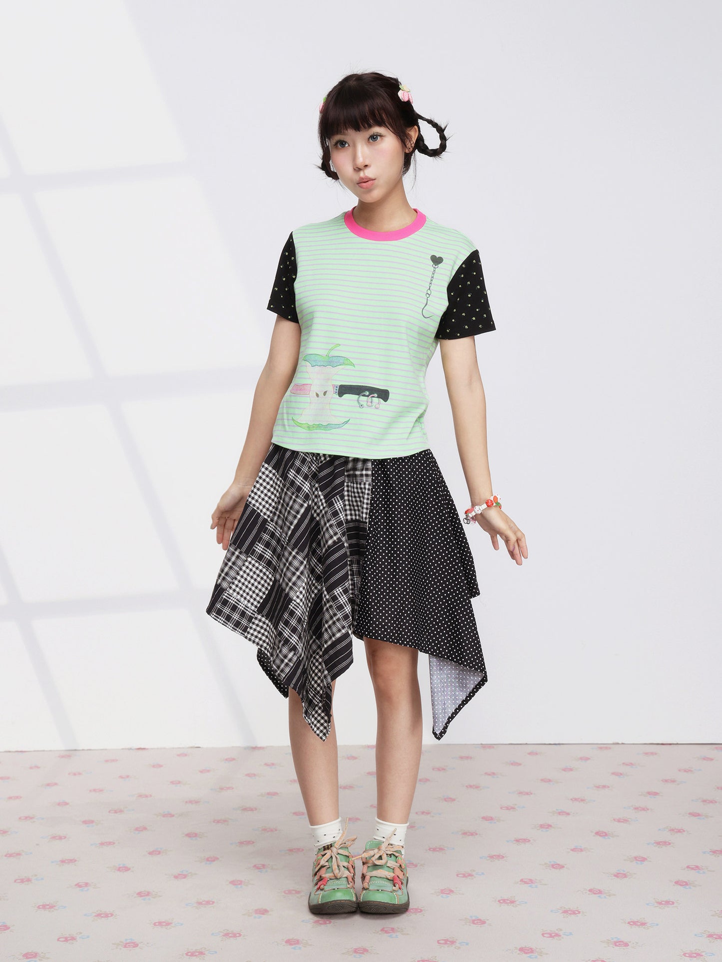 FRUITS - Apple Stripe Contrast Tee tshirt Fruits