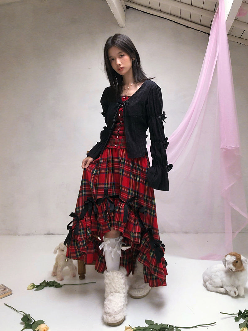 daytoday everyday institute - Girly Polka Dot Plaid Patchwork Shirt Slim Fit Long Sleeve shirt daytoday everyday institute