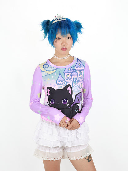 Nihonkids - Pastel Gothic Black Cat Tee shirt NIHON KIDS
