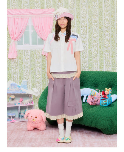 UnsocialNight - Star Patch Cropped Cargo Pants pants UnsocialNight