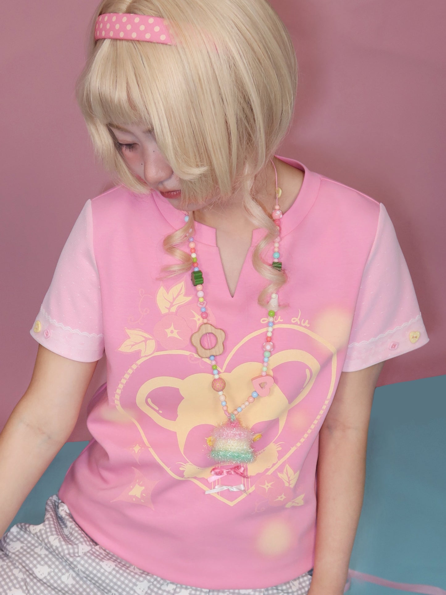 Lulululu - Pink Mouse Print Tee shirt LULULULU