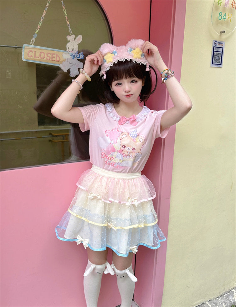 Dear Doll - Star Balloon Lace Collar Tee Dress dress dear doll