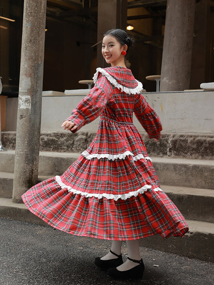 Nanjun Vintage – Red Plaid Maxi Dress dress Nanjun Vintage