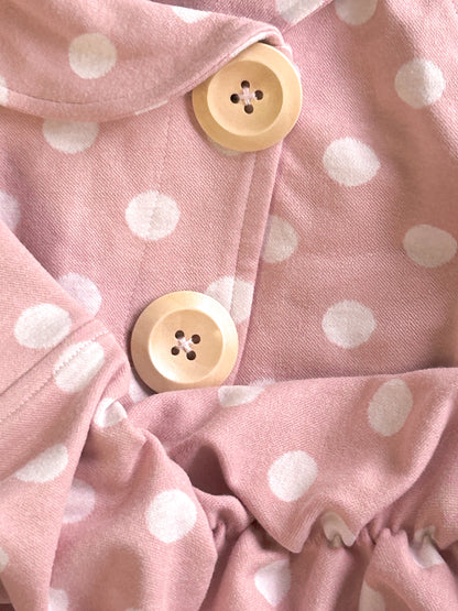 YJM with biubiu - Polka Dot Pleated Long Sleeve Short Jacket cardigan YJM with biubiu