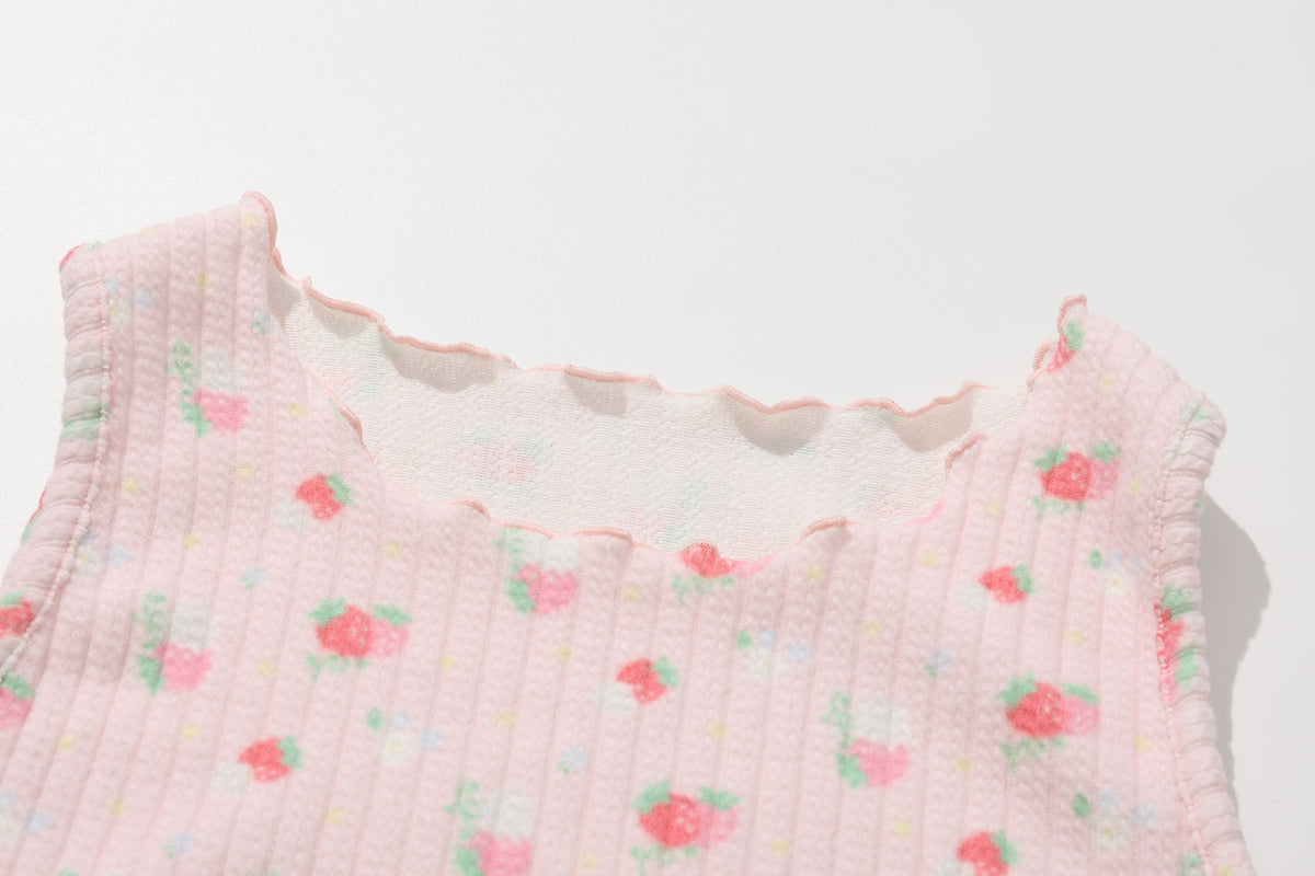 shishihshop Strawberry Frill Vest | Harajuku Layered Look Cotton Ruffle Tank Top vest shishihshop