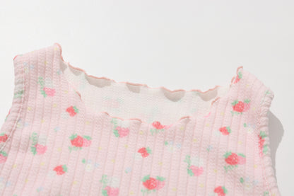 shishihshop Strawberry Frill Vest | Harajuku Layered Look Cotton Ruffle Tank Top vest shishihshop
