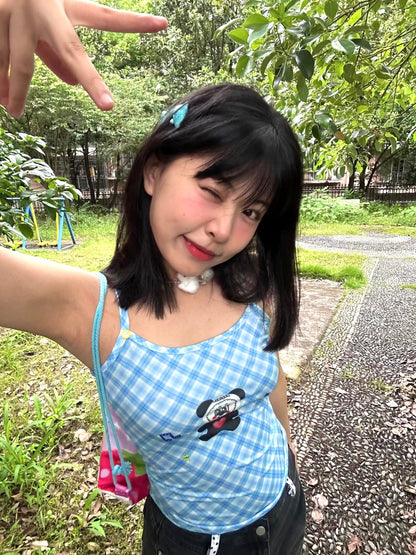 Bodytalk - Y2K Plaid Panda Tank Top camisole bodytalk