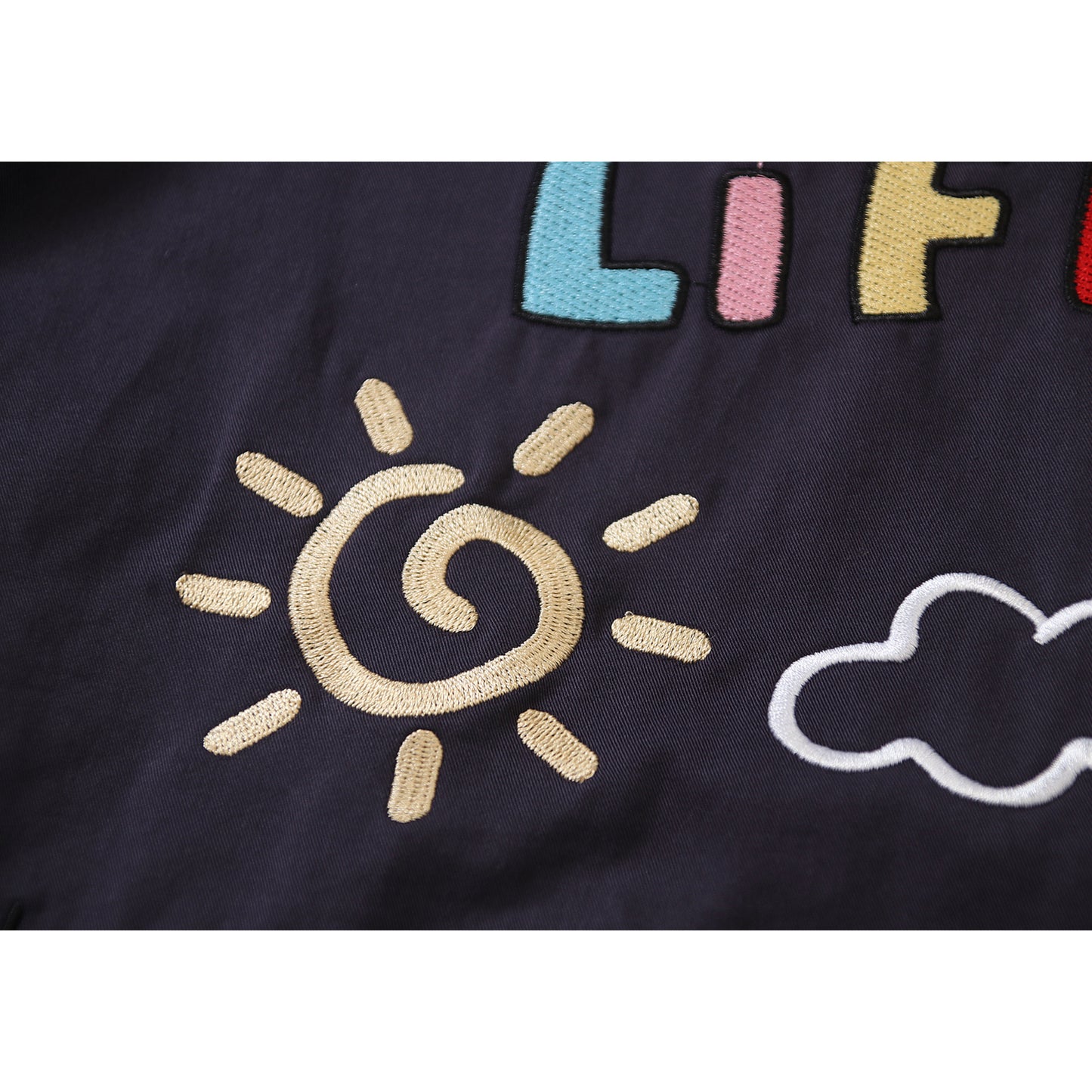 BIBULU - Color Block Cartoon Embroidered Long Sleeve Shirt shirt BIBULU