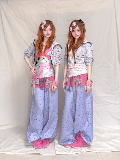 YJM with biubiu - Berry Jam Bow Stripe Pants pants YJM with biubiu