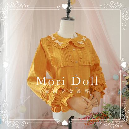 Mori Doll - Bunny Ear Cotton Blouse with Pleats shirt Mori Doll