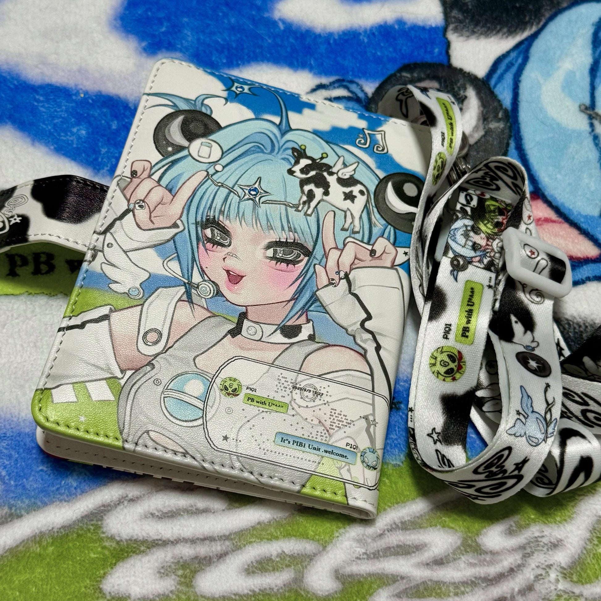 PICKY BONE - Character Print Passport Holder card bag picky bone