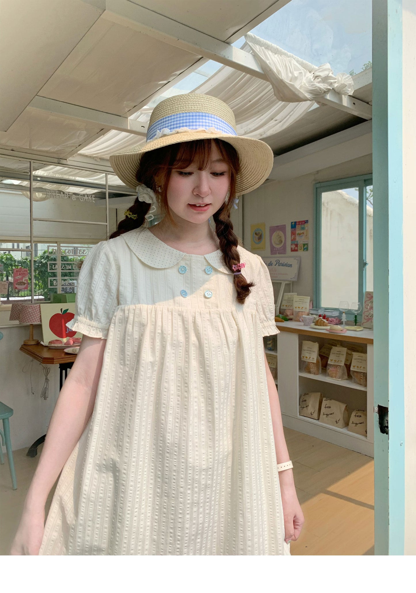 Peach Party - Pastel Yellow Peter Pan Collar Dress