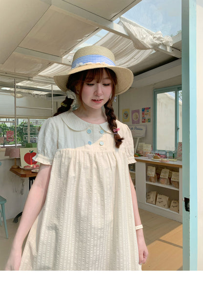 Peach Party - Pastel Yellow Peter Pan Collar Dress