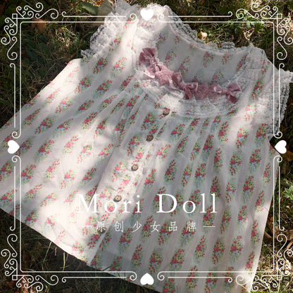 Mori Doll - Cotton Floral Wall Lounge Set set Mori Doll Floral Top S