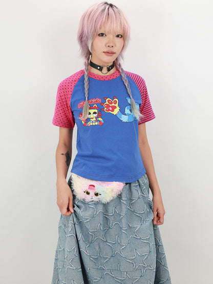 NIHONKIDS - Cotton Colorblock Cartoon Tee tee NIHON KIDS