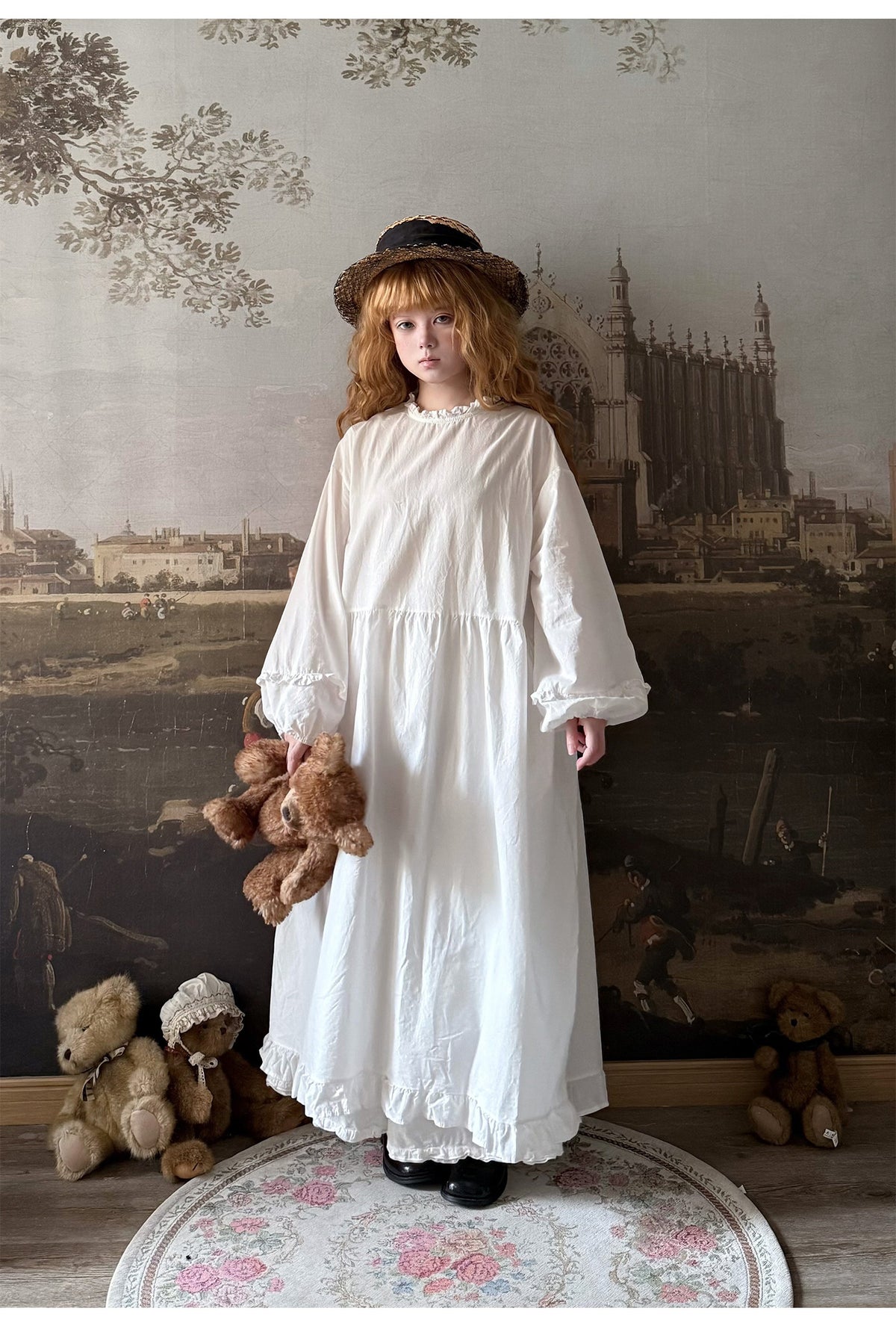 Labeau - White Puff Sleeve Lace Collar Loose Cotton Dress dress Labeau