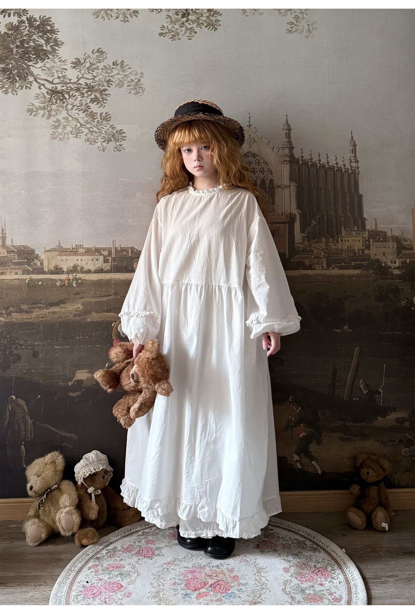 Labeau - White Puff Sleeve Lace Collar Loose Cotton Dress dress Labeau