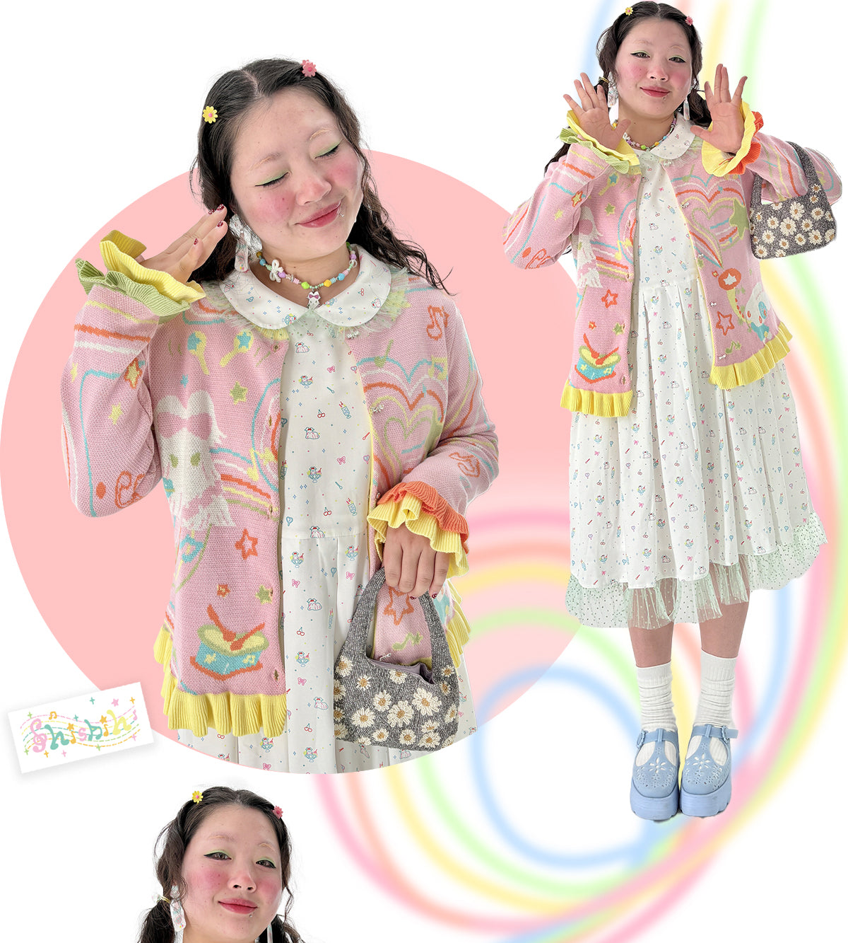 shishihshop – Kawaii Heart Knit Cardigan cardigan shishihshop