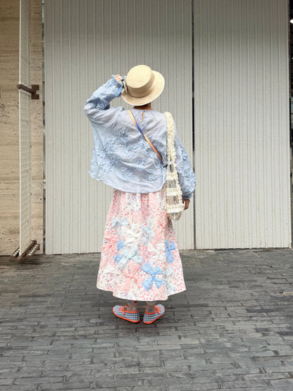 DADANAKO - Vintage Embroidered Lace A-Line Skirt