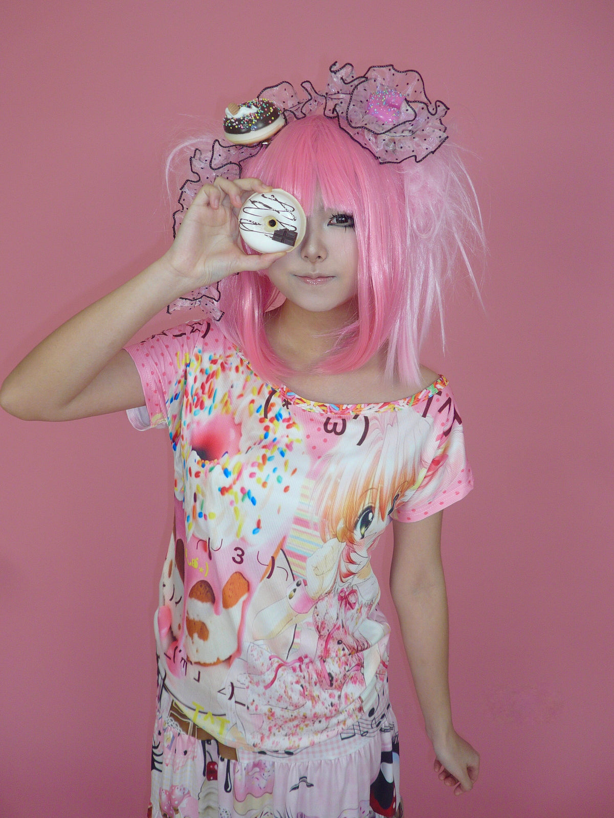 ki00bi00 - Kawaii Donut Emoji Off Shoulder Top shirt ki00bi00
