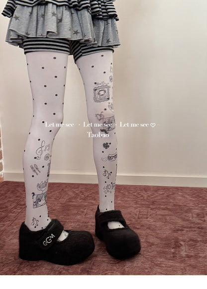 LET ME SEE - Cartoon Print Y2K Tights tights let me see