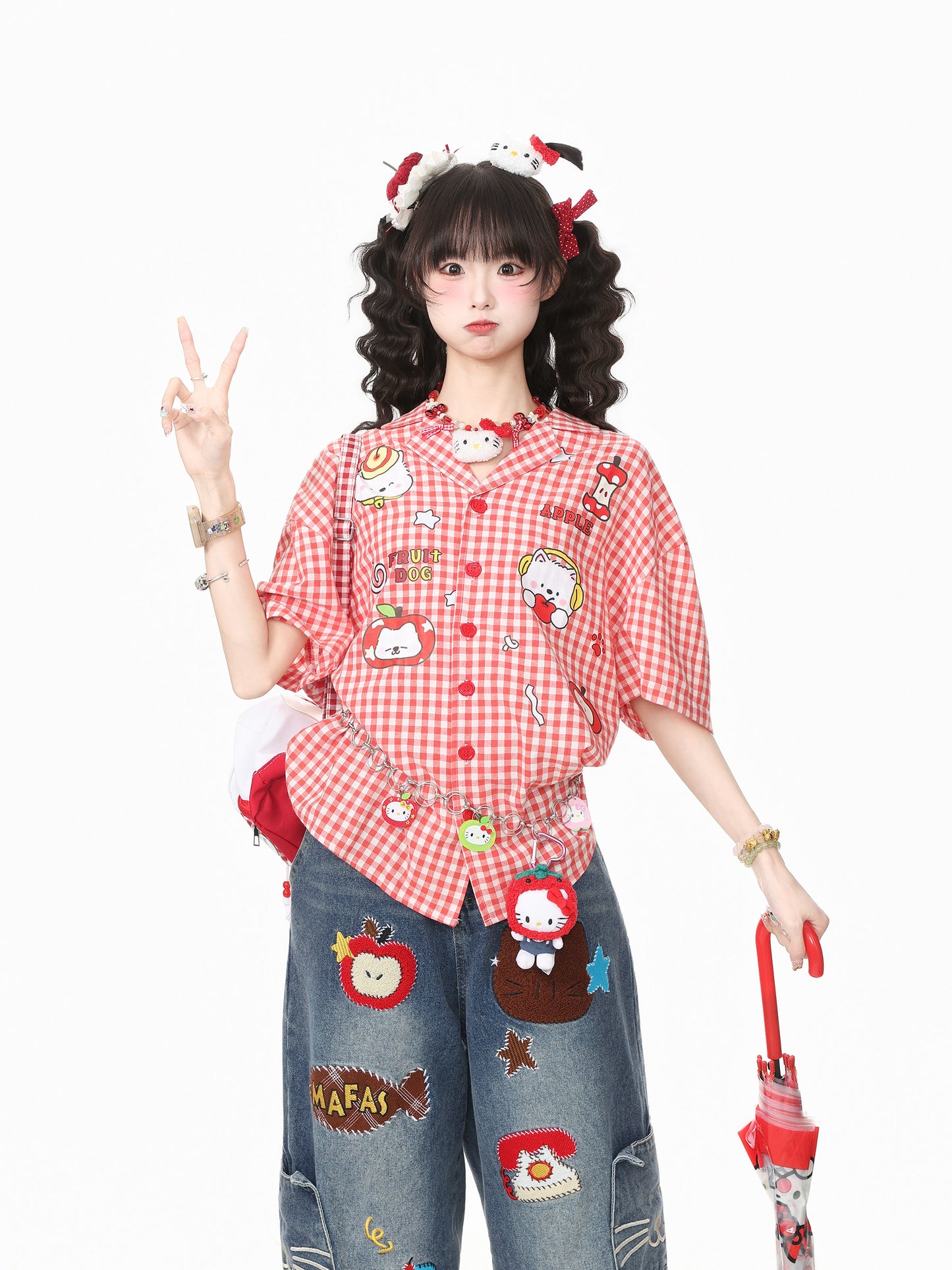Languid Park - Plaid Embroidered Oversized Short Sleeve Shirt shirt Languid Park