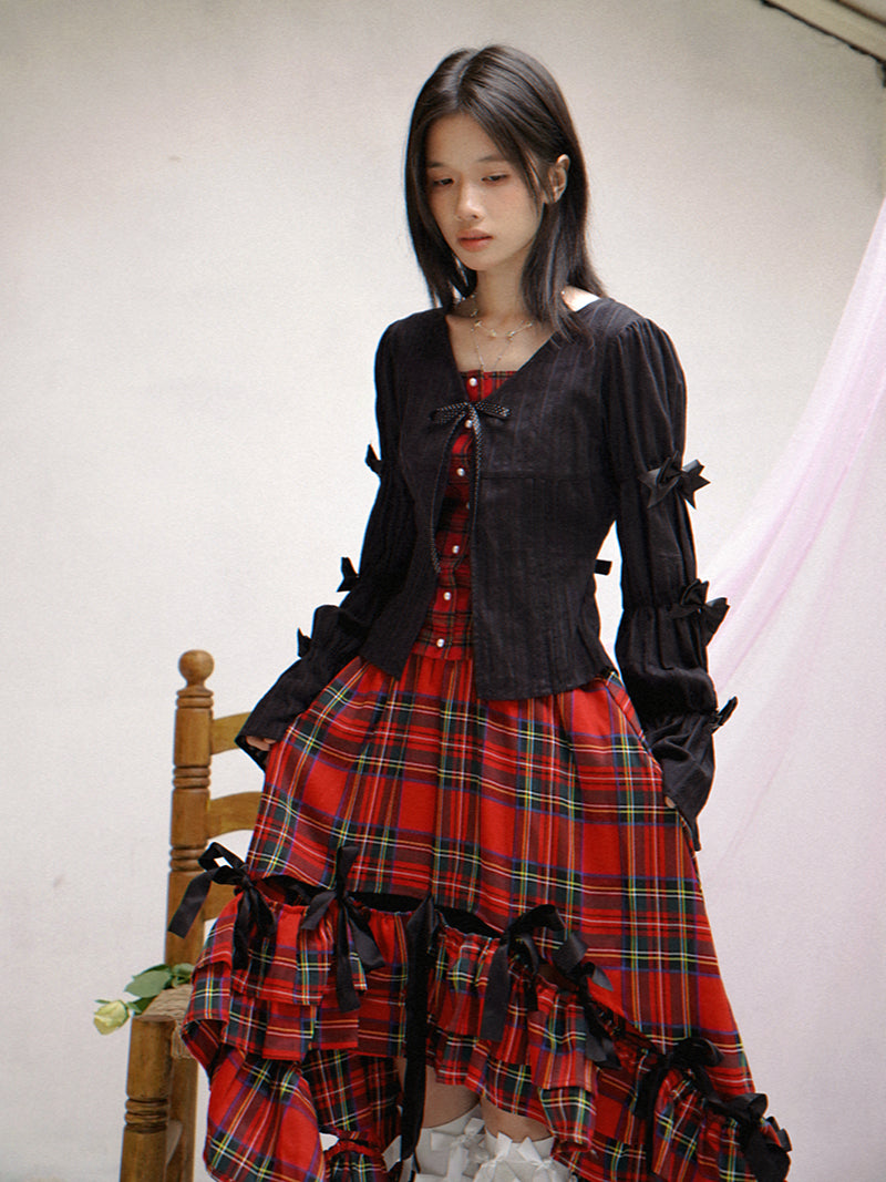 daytoday everyday institute - Girly Polka Dot Plaid Patchwork Shirt Slim Fit Long Sleeve shirt daytoday everyday institute